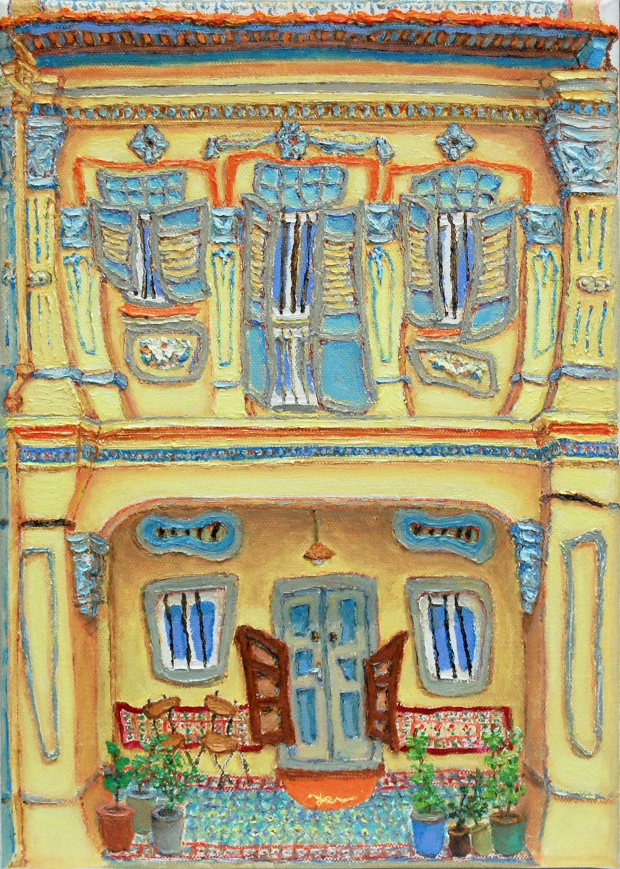 shophouse, singapore, Blair Road Shophouse 1, Oil on Canvas, painting, Ong Hwee Yen